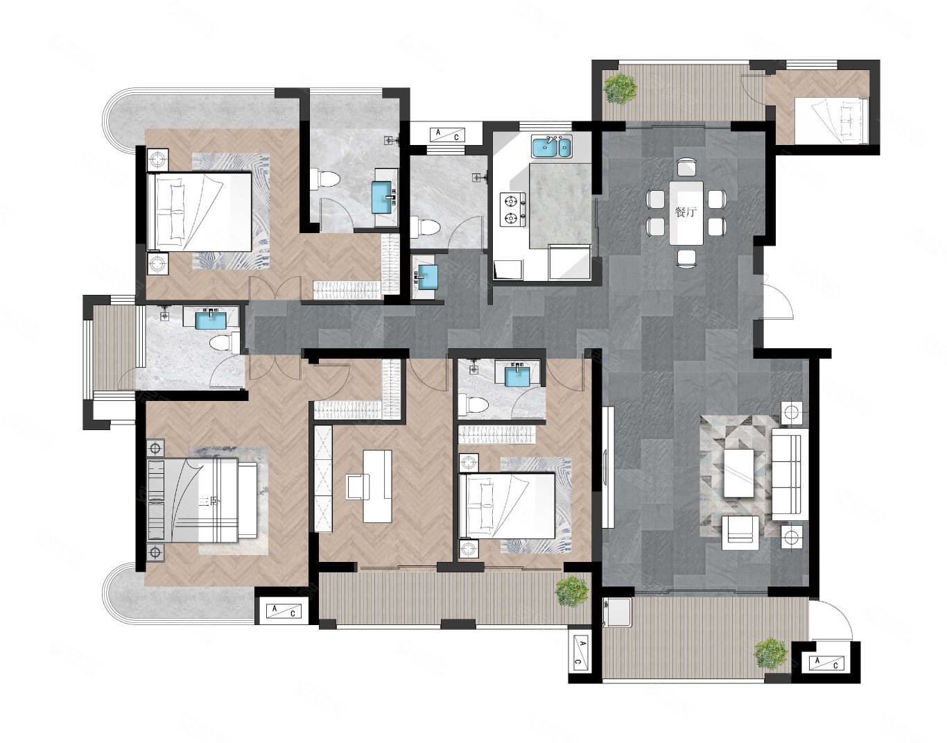 嘉福尚江尊品二期5室2厅4卫223㎡南北475万