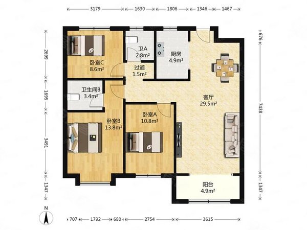 深圳南山南山中心区正东名苑正东名苑 3室2厅2卫