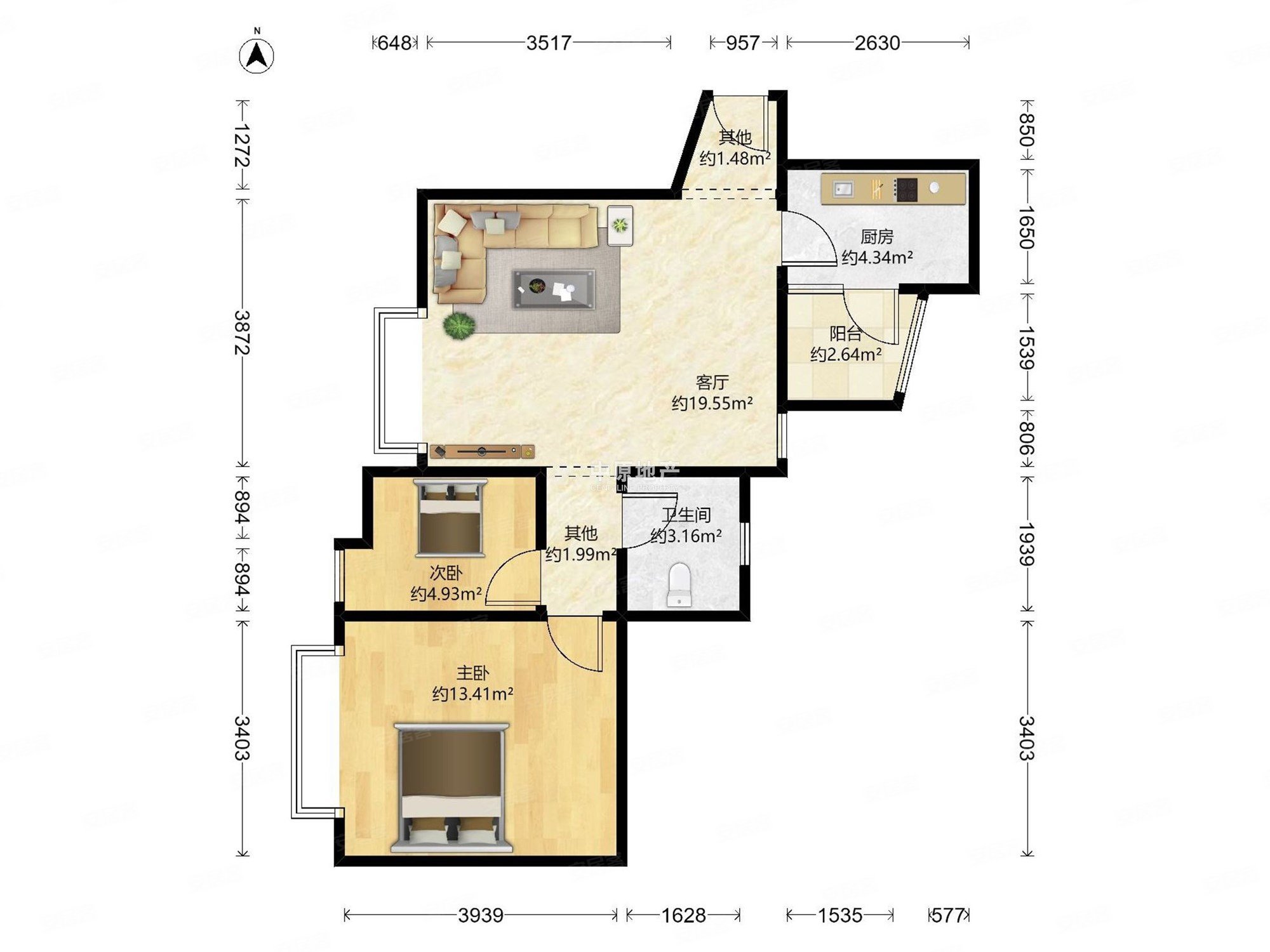 东风广场一期 精装两房 安静望花园
