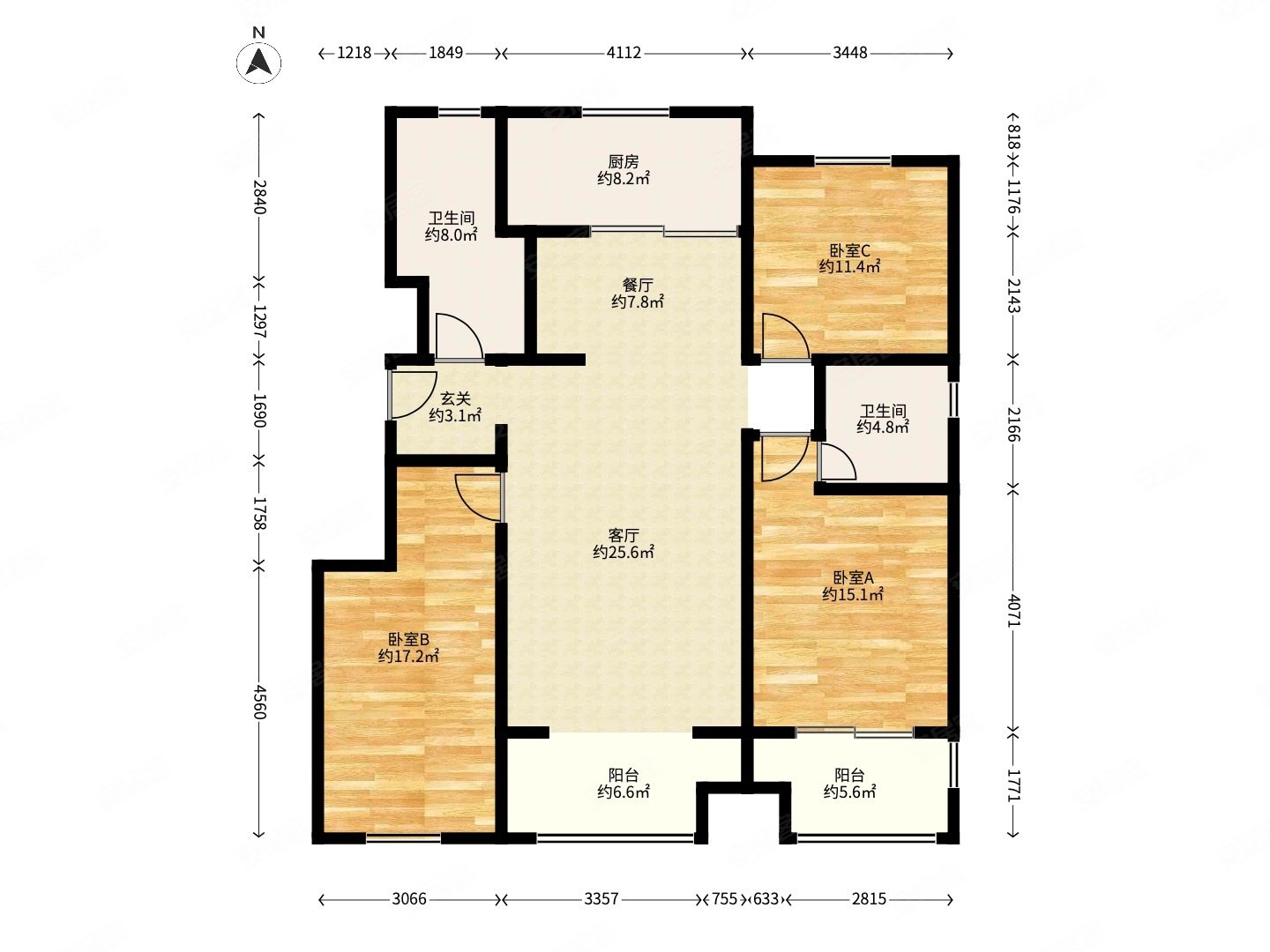 万科朗润园南区3室2厅2卫131㎡东135万