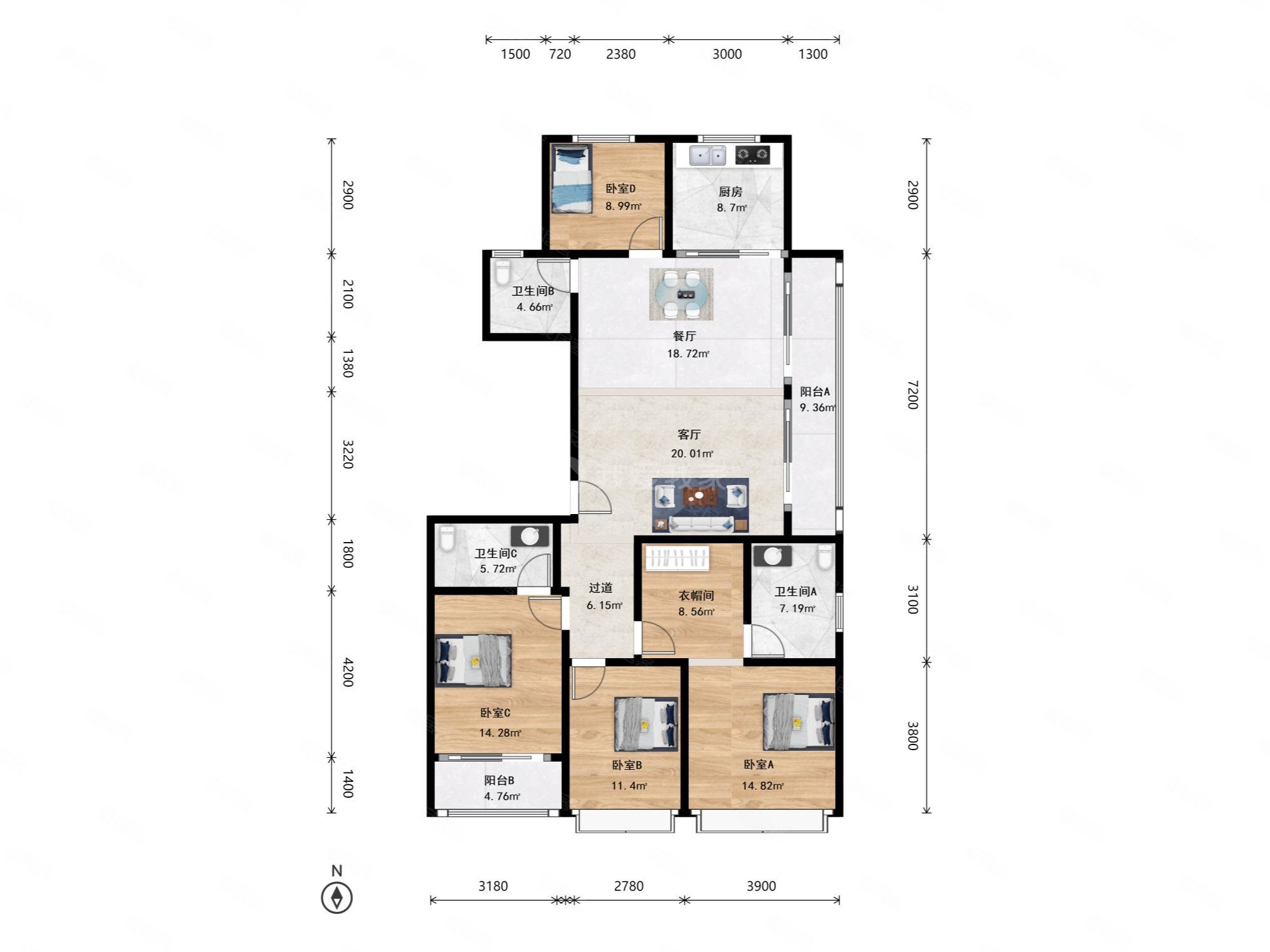 申花滨融府4室2厅