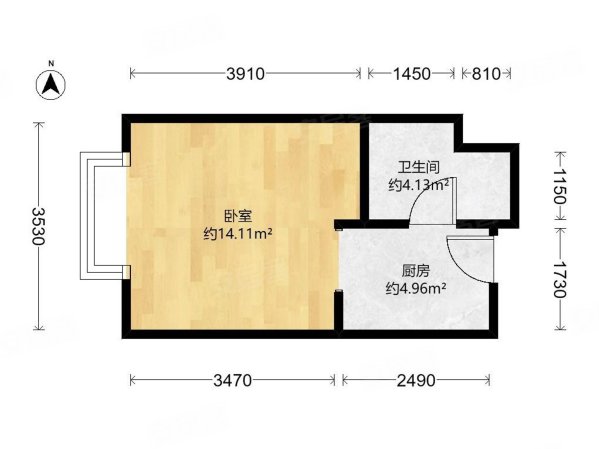 恒大御景半岛(商住楼)1室1厅1卫36.4㎡东28万