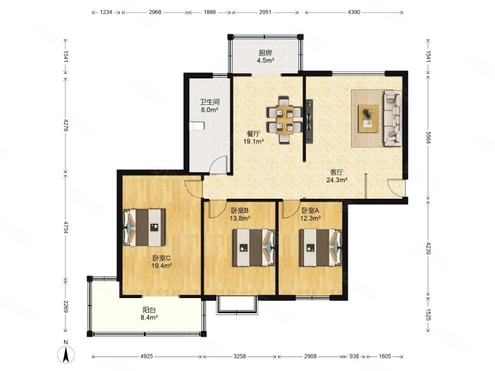 长兴园电梯房3室2厅127平诚心出售价格可议
