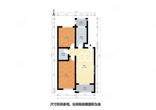 滨海龙都2室1厅1卫91.56㎡南北159万