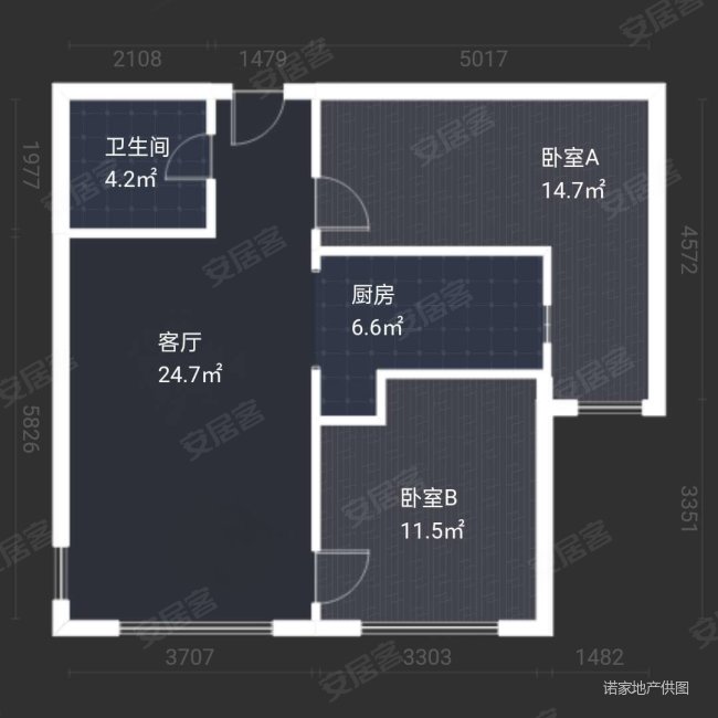 海韵华府2室2厅1卫90.3㎡南185万