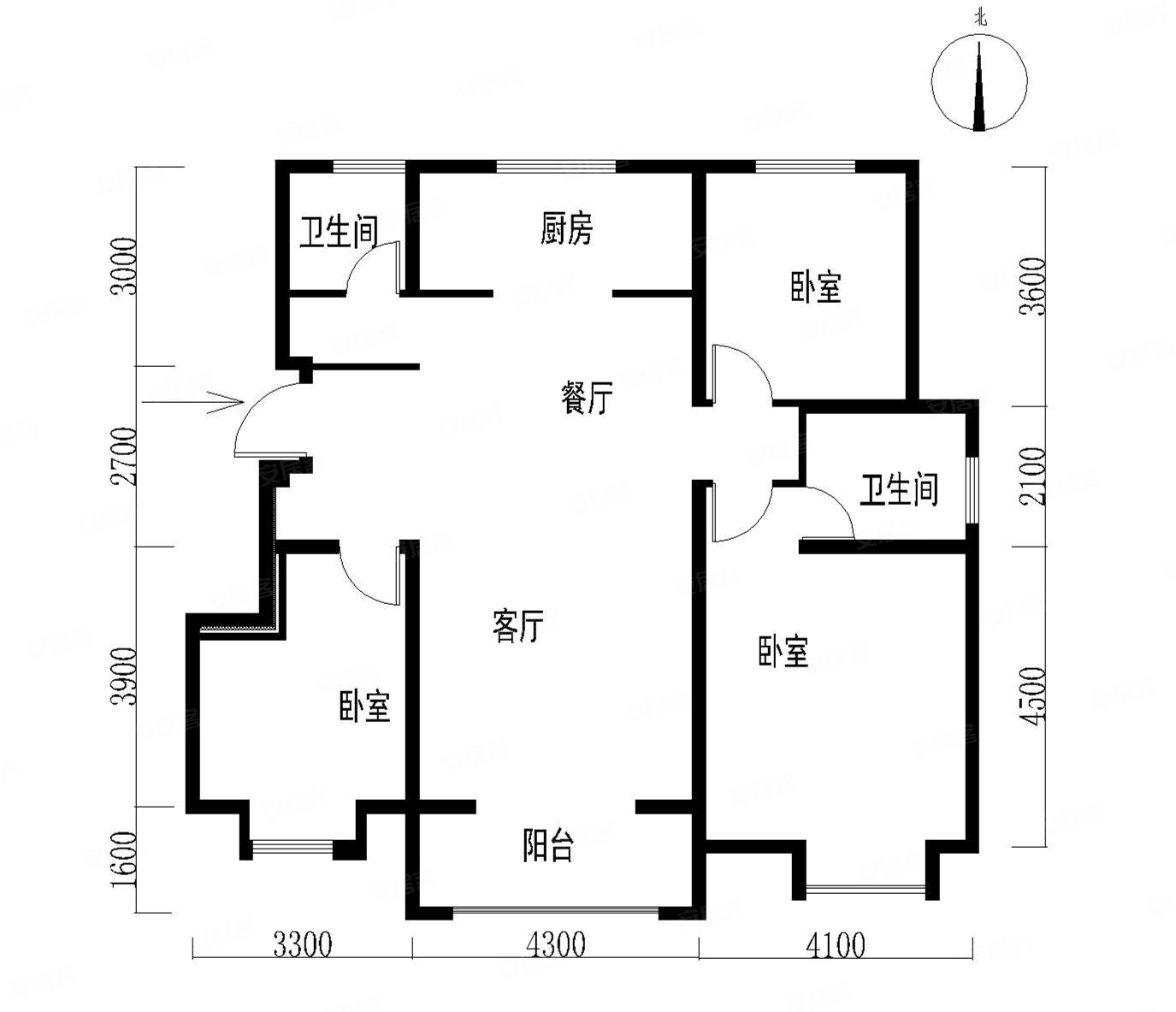 中凯龙湖领墅3室2厅2卫126.5㎡南北129.8万