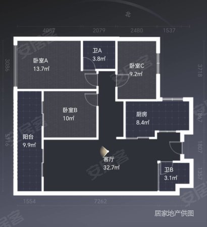 绿城玉兰花园3室2厅2卫110㎡南北64.5万