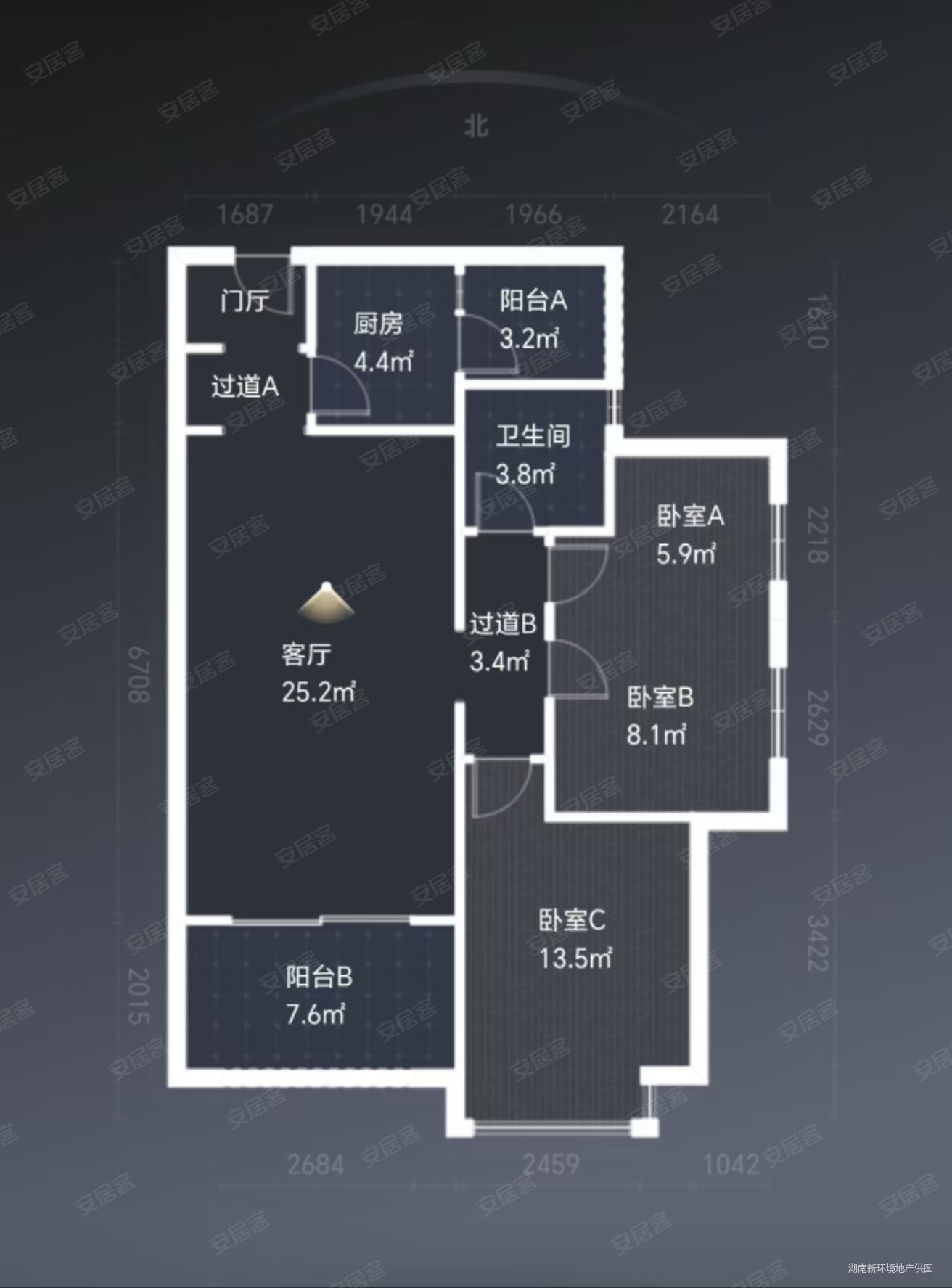 裕华名苑3室2厅1卫95.5㎡南北109万