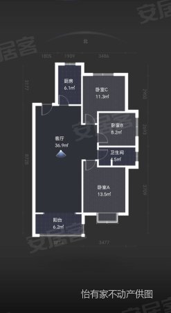 普村清河园A区3室2厅1卫138㎡南北69万