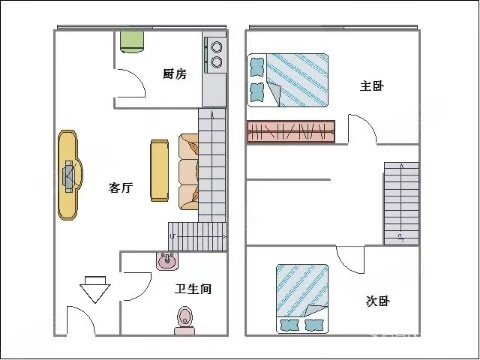 高新品阁2室2厅1卫51.8㎡南93万