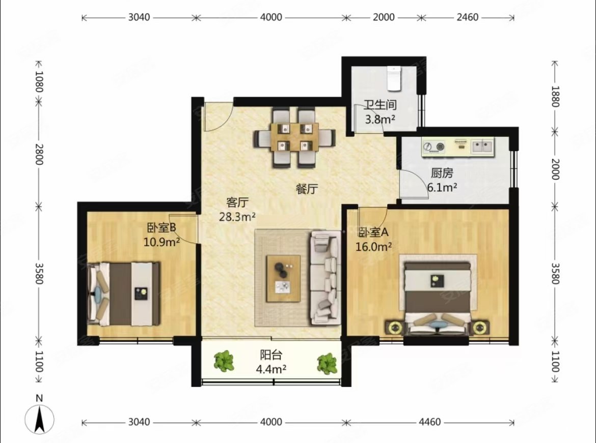 满五年一一飞机户型,高区朝南,真实在售,达安花园二手房,920万,2室2厅