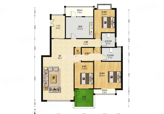 正朝南户型,大客厅大主卧,安静舒适,随时可看房,建信奥林匹克花园二手
