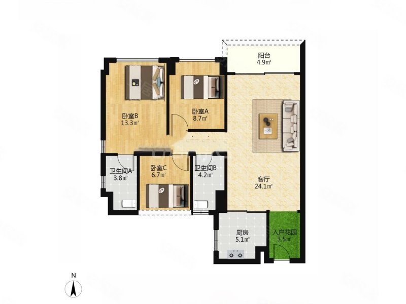 产权清晰 高楼层采光充足 双卫 刚需小三居 满二 房龄新,碧桂园凤凰湾