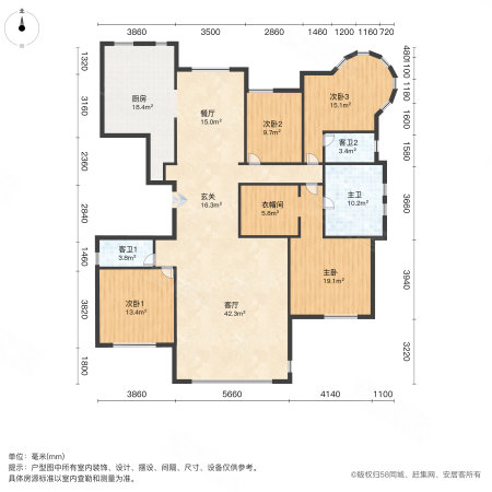 汇景园4室2厅3卫255.6㎡南北210万