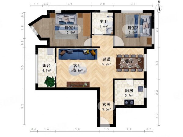 万科海上传奇(一二期)3室2厅2卫80.18㎡南北980万