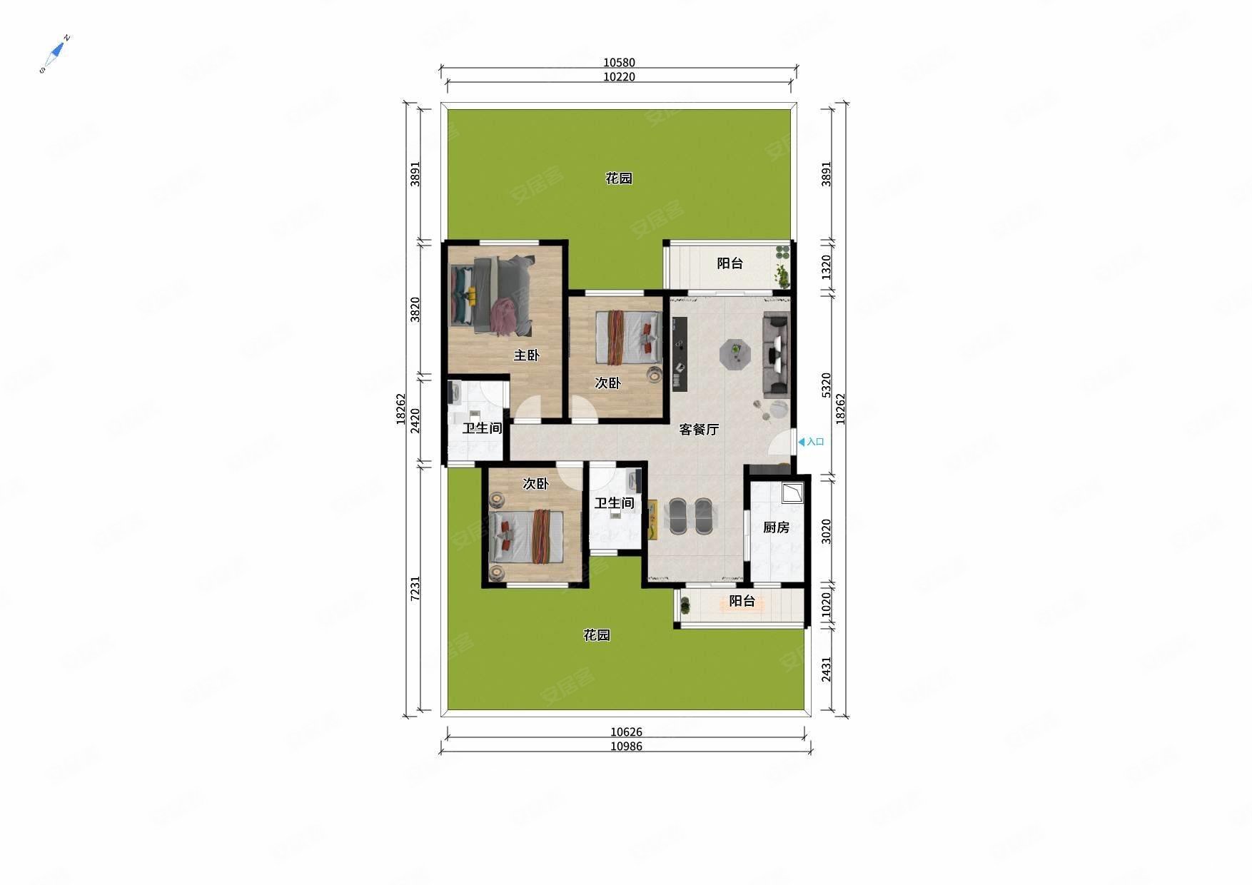 保利熙园带130平米前后花园精装套三可直接拎包入住房东急售