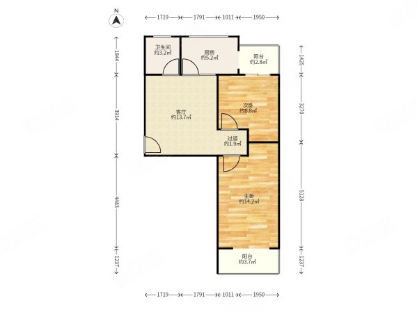 西雅小区2室1厅1卫64.87㎡南北79.5万