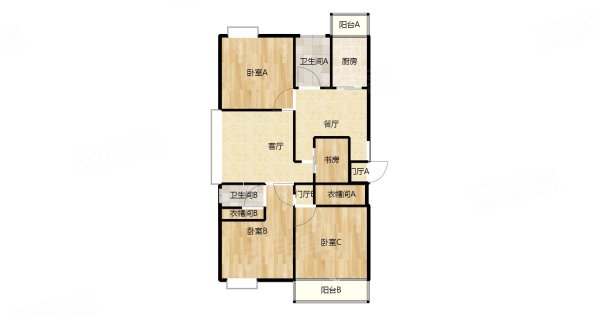 瑞城嘉园3室2厅2卫144㎡南北182万