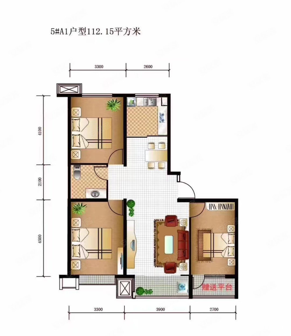 晨曦家园3室2厅1卫111.67㎡南北103万