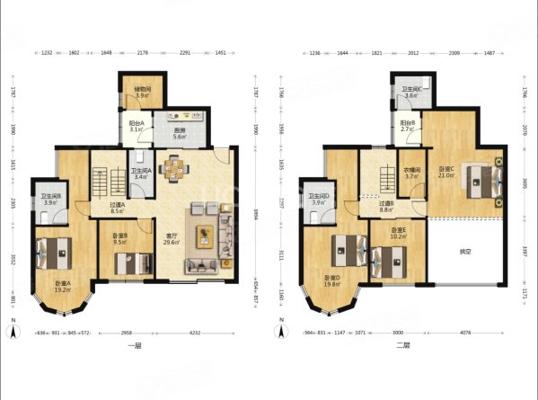 尚东尚筑(a区)5室3厅3卫112.17㎡南北550万