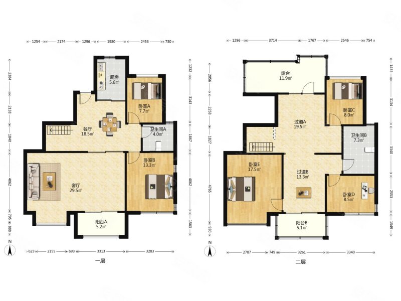 复地 带电梯复式顶跃户型 小区一梯一户 使用面积多