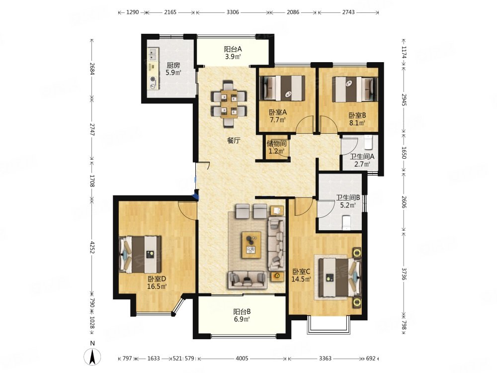 亲水湾大4房小区无对手带车位可大刀急抛