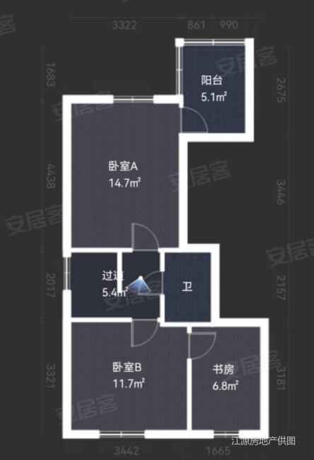 汪董小区3室1厅1卫76.58㎡南北190万