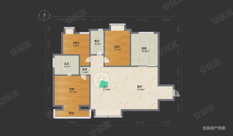 聚能佳苑3室2厅2卫120㎡南北106万