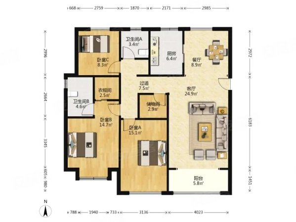 楼层 看房方便,融创观湖二手房,273万,3室2厅,2卫,141平米-青岛安居客