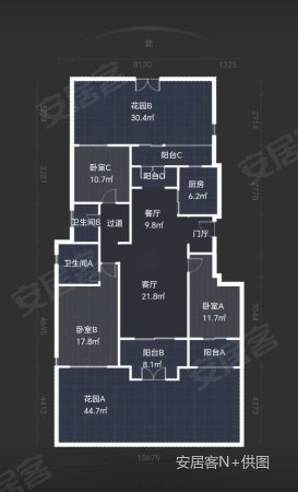 锦绣天下(一期)3室2厅2卫126.46㎡南北193万