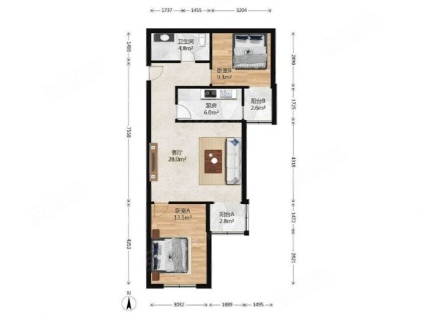 正阳北里2室1厅1卫88㎡南550万