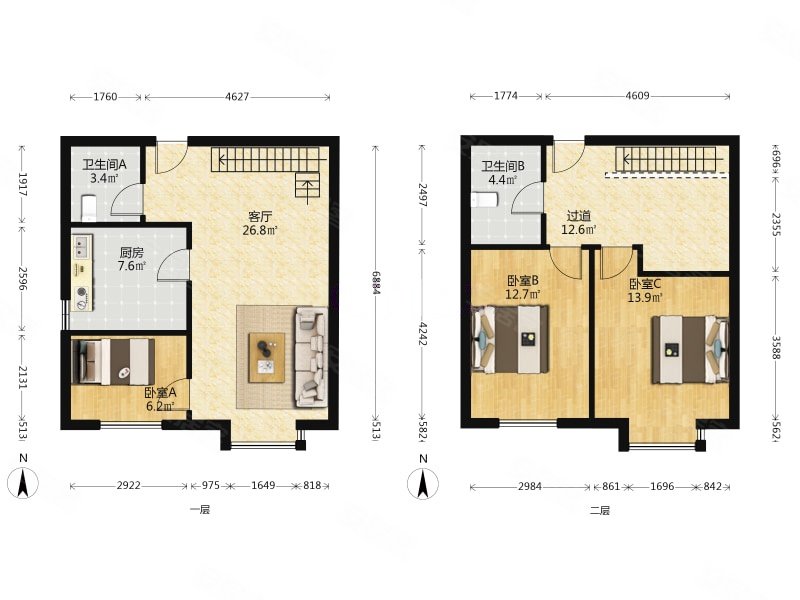 首创暖山 精装跃层 三室两卫 前排无遮挡 诚心出售