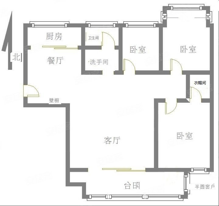 南池水景园(B区)3室2厅1卫129.13㎡南北123万