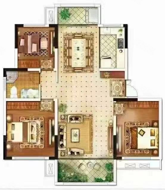 中央花园北区3室2厅2卫132㎡南北76.8万