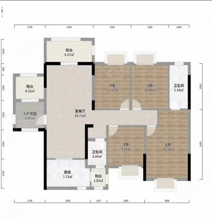 公园华府4室2厅2卫136.87㎡南北65.69万