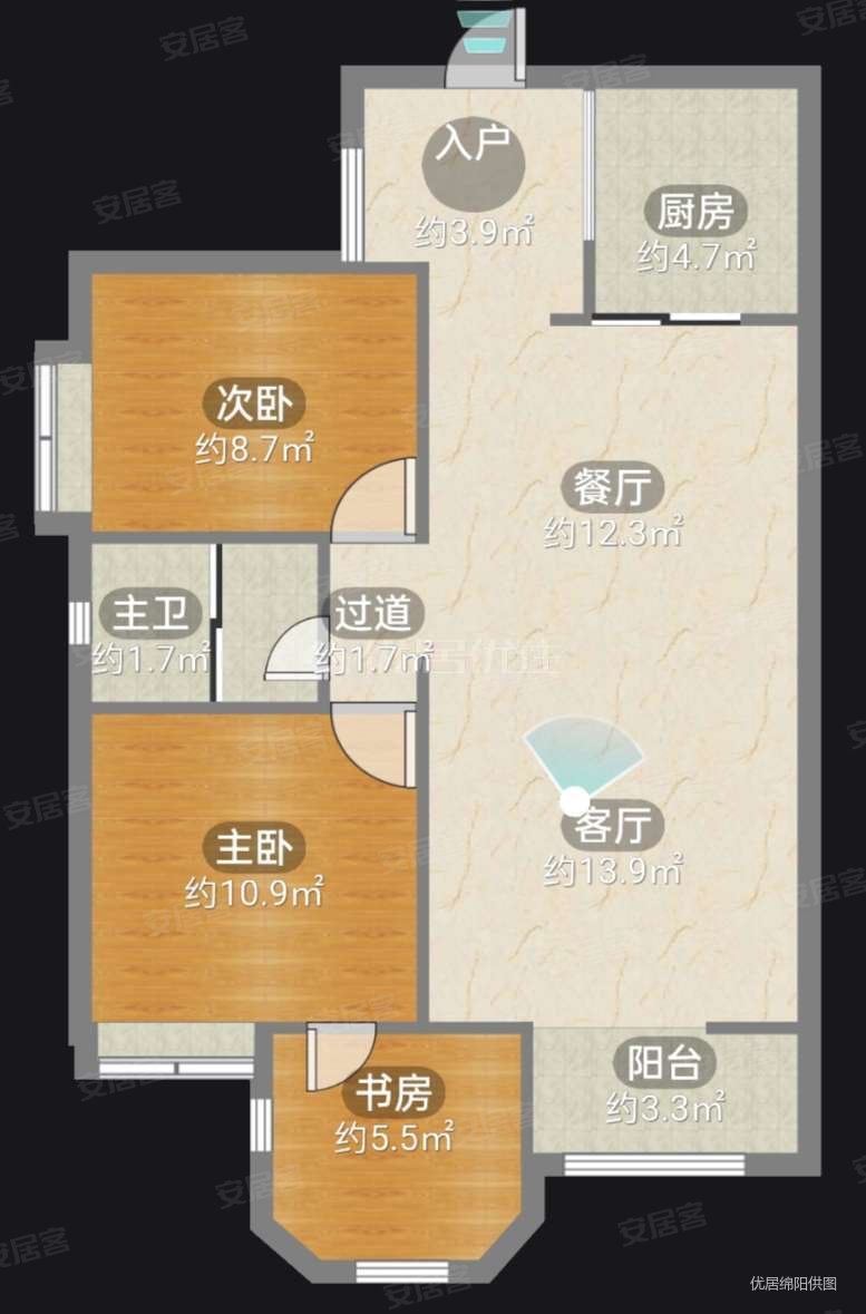 凯泰欧城3室2厅1卫88㎡南73.08万