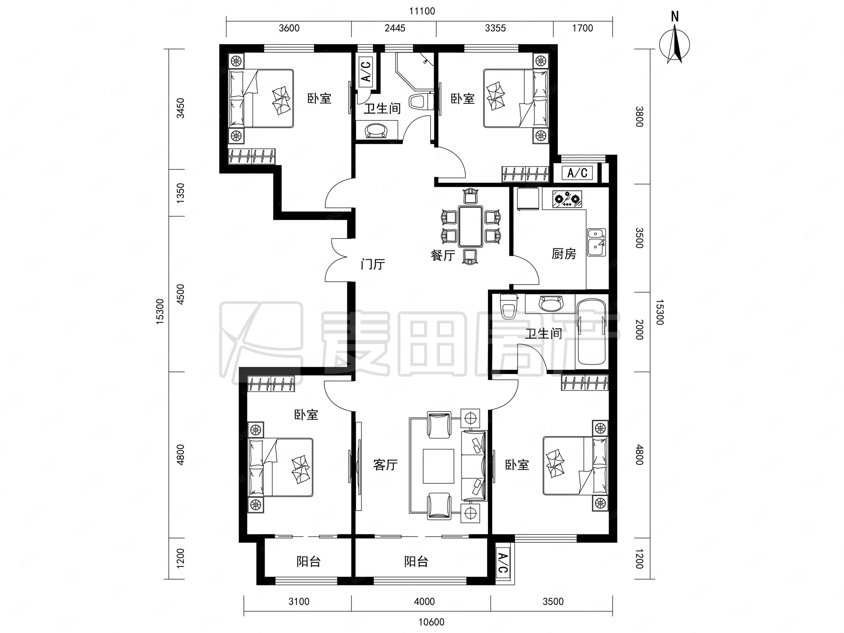 江南山水4室2厅2卫172.3㎡南北1010万