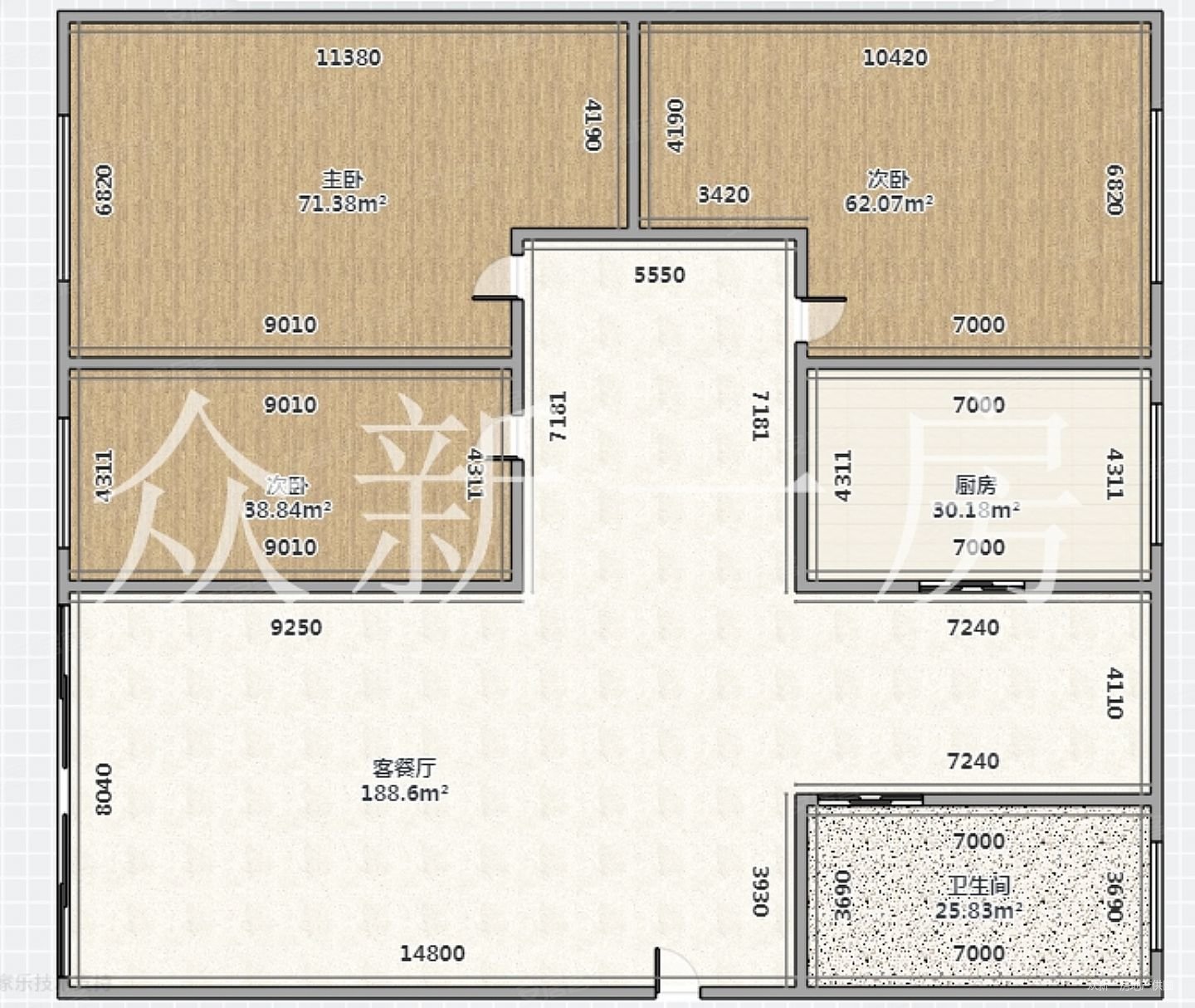 四十二号小区3室2厅1卫135.25㎡南北95.8万