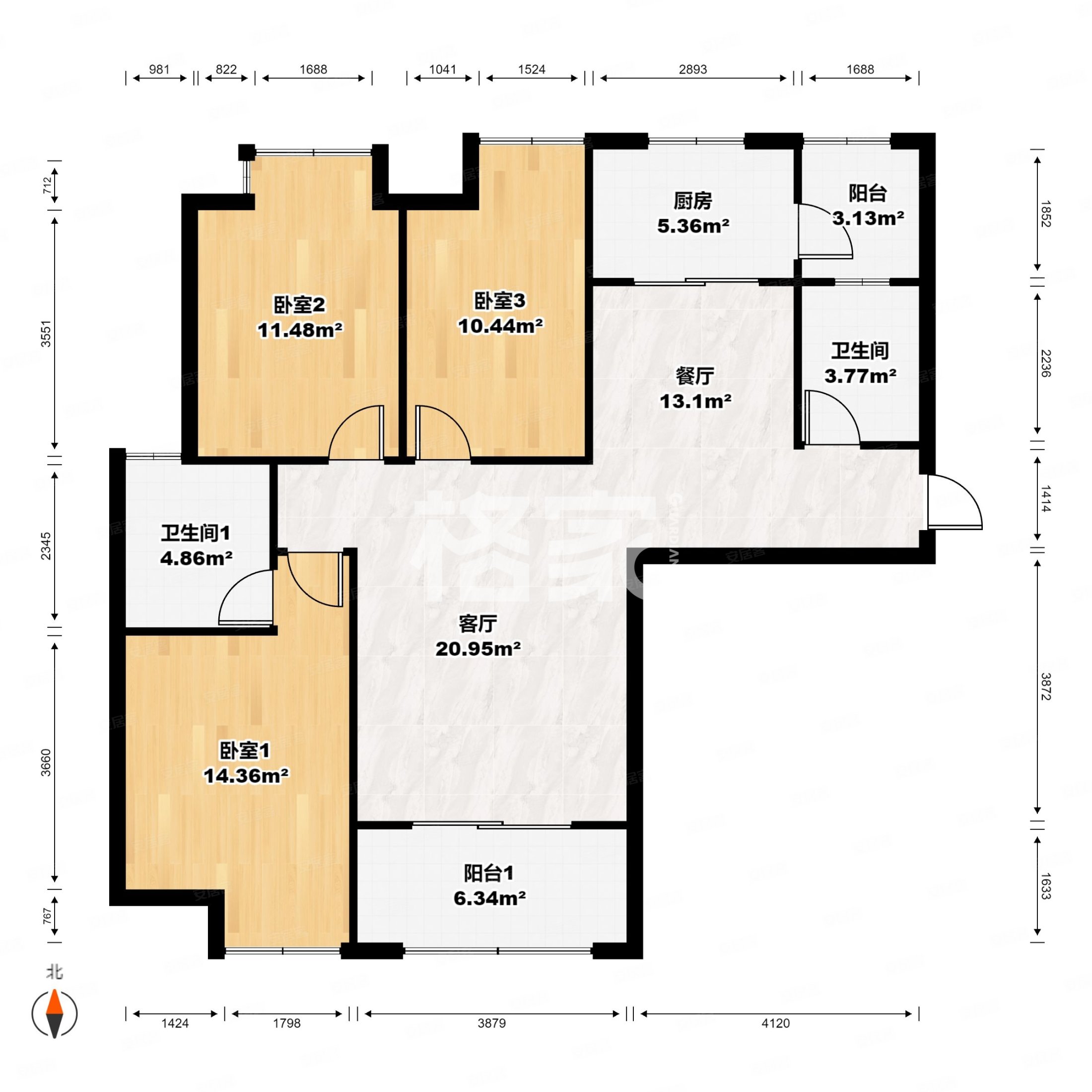 三潭音悦3室2厅2卫112㎡南北100万