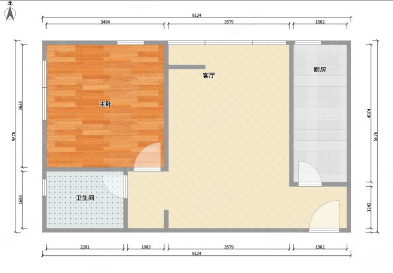 首城汇景湾(北区)1室1厅1卫68㎡西北135万