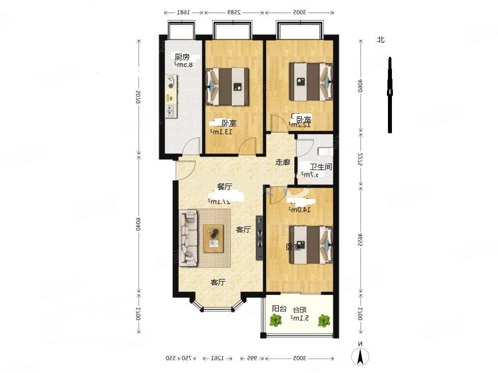 康星家园3室2厅1卫106,康星家园二手房,77万,3室2厅,1卫,106平米