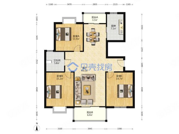太湖明珠苑(南苑)3室2厅1卫132.87㎡南北139万