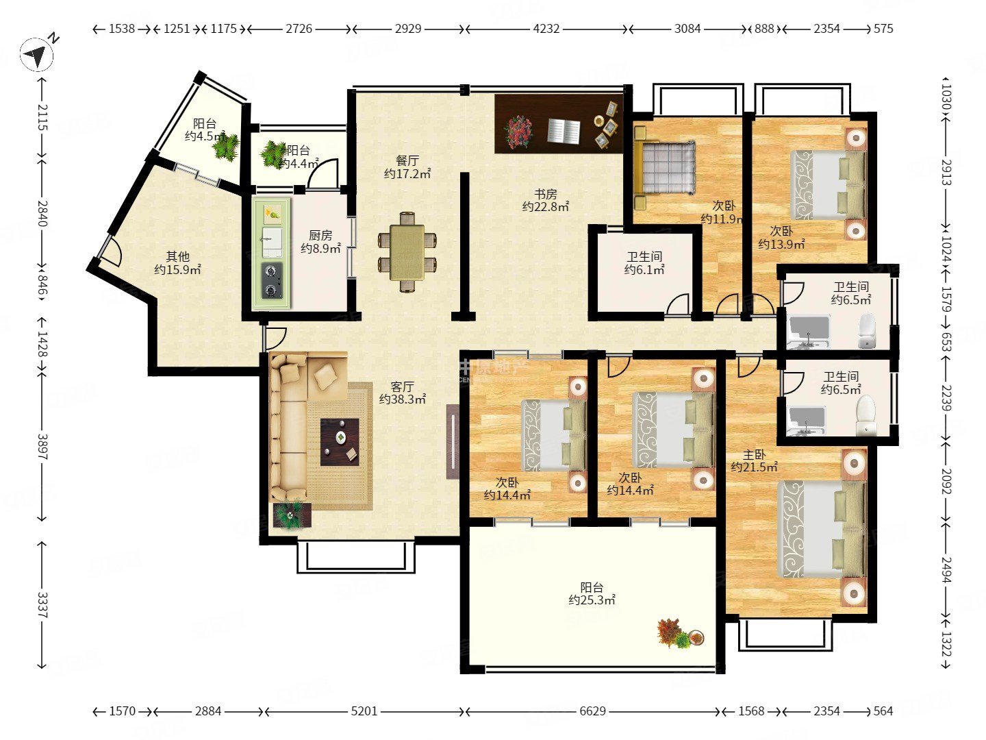 标杆豪宅公园大地高拓豪装大6房3卫红本在手满5年税费少