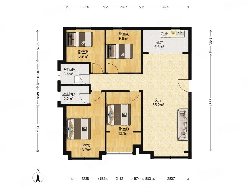满二 出行方便 房龄新 临地铁 南向采光好 有电梯 居家自住,融泰城