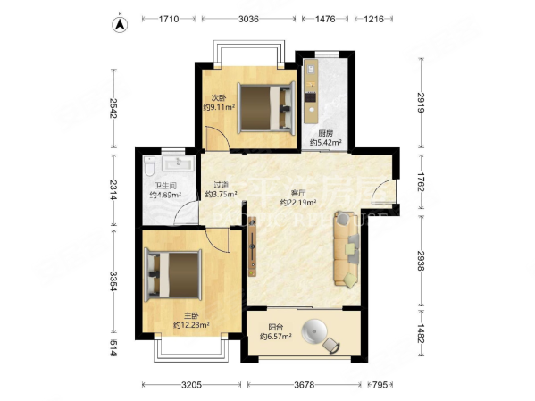 天安豪园(一期)2室2厅1卫76.78㎡南625万