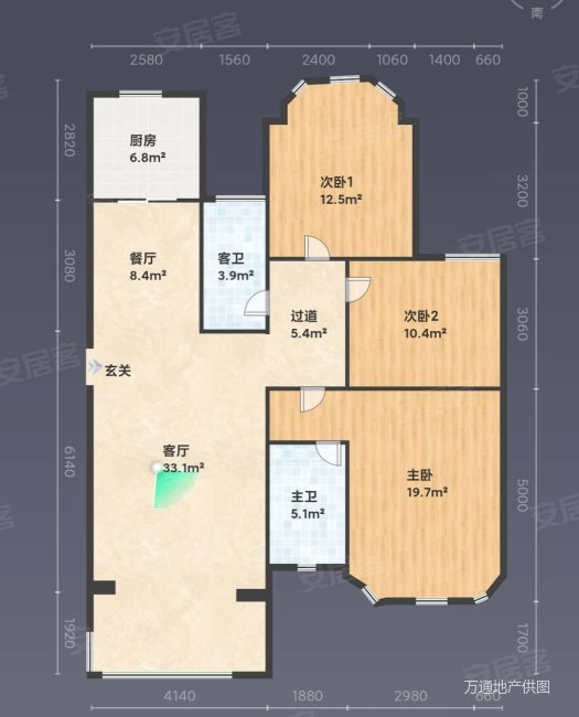 华夏豪庭3室2厅2卫127㎡南北69.8万