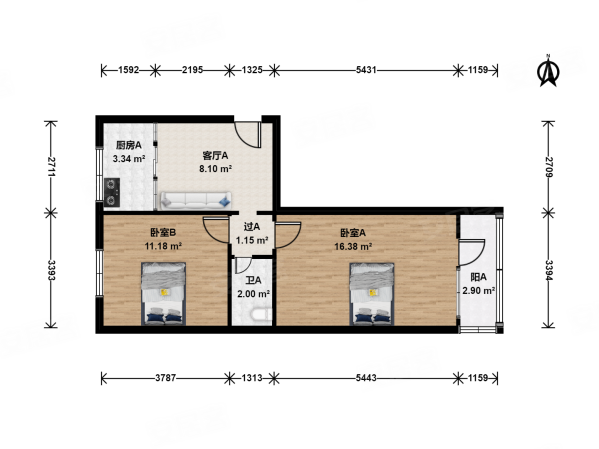 劲松西社区(劲松八区)2室1厅1卫61.42㎡东西288万