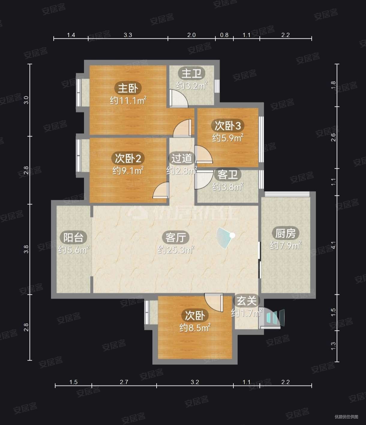 银翔城一期4室2厅2卫117.53㎡南50万