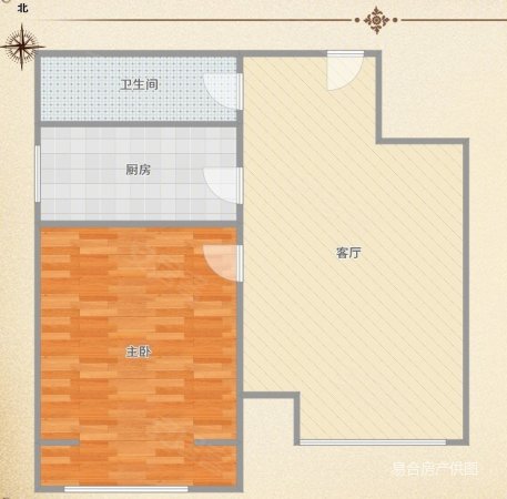 中国水电北郡嘉源1室1厅1卫61.71㎡南230万