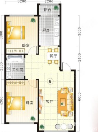 中瀛建德苑2室2厅1卫87.54㎡南北106万